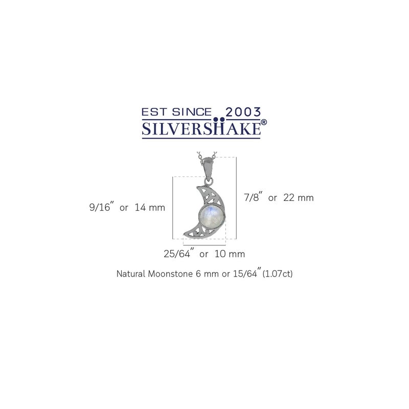 Silvershake Natural Moonstone 925 Sterling Silver Filigree Crescent Moon Pendant with 18 Inch Chain Necklace - Image 3
